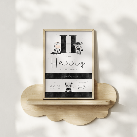 Personalised New Baby Birth Details Print, New Baby Gift, Baby Shower Gift, Baby Details Print